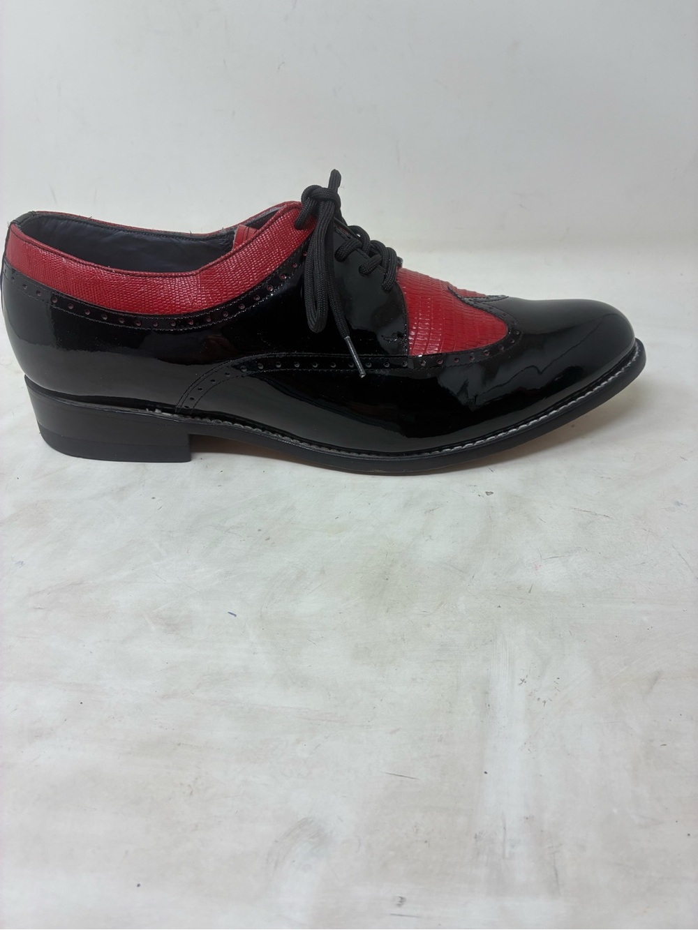 Baldwin Black and Red Patent Leather Wingtip Oxfords